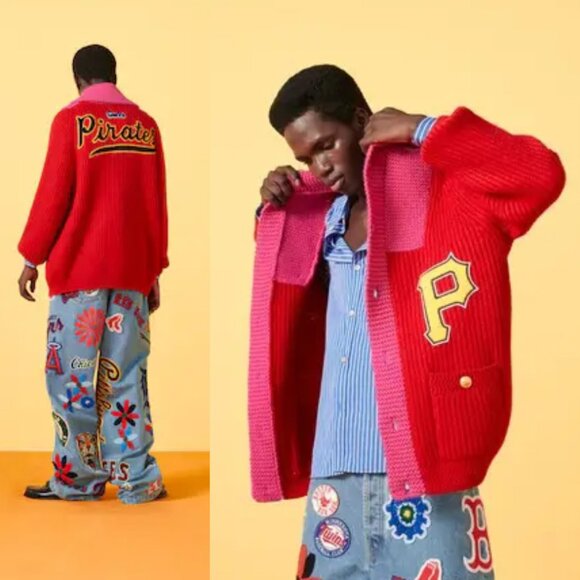 GUCCI MENS SWEATER X MLB PIRATES WOOL CARDIGAN w LOGO DETAILS - Picture 2 of 16